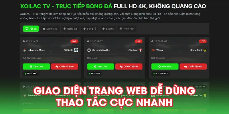Giao diện trang web dễ dùng, thao tác cực nhanh